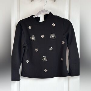 Black Embellished Long Sleeve Top